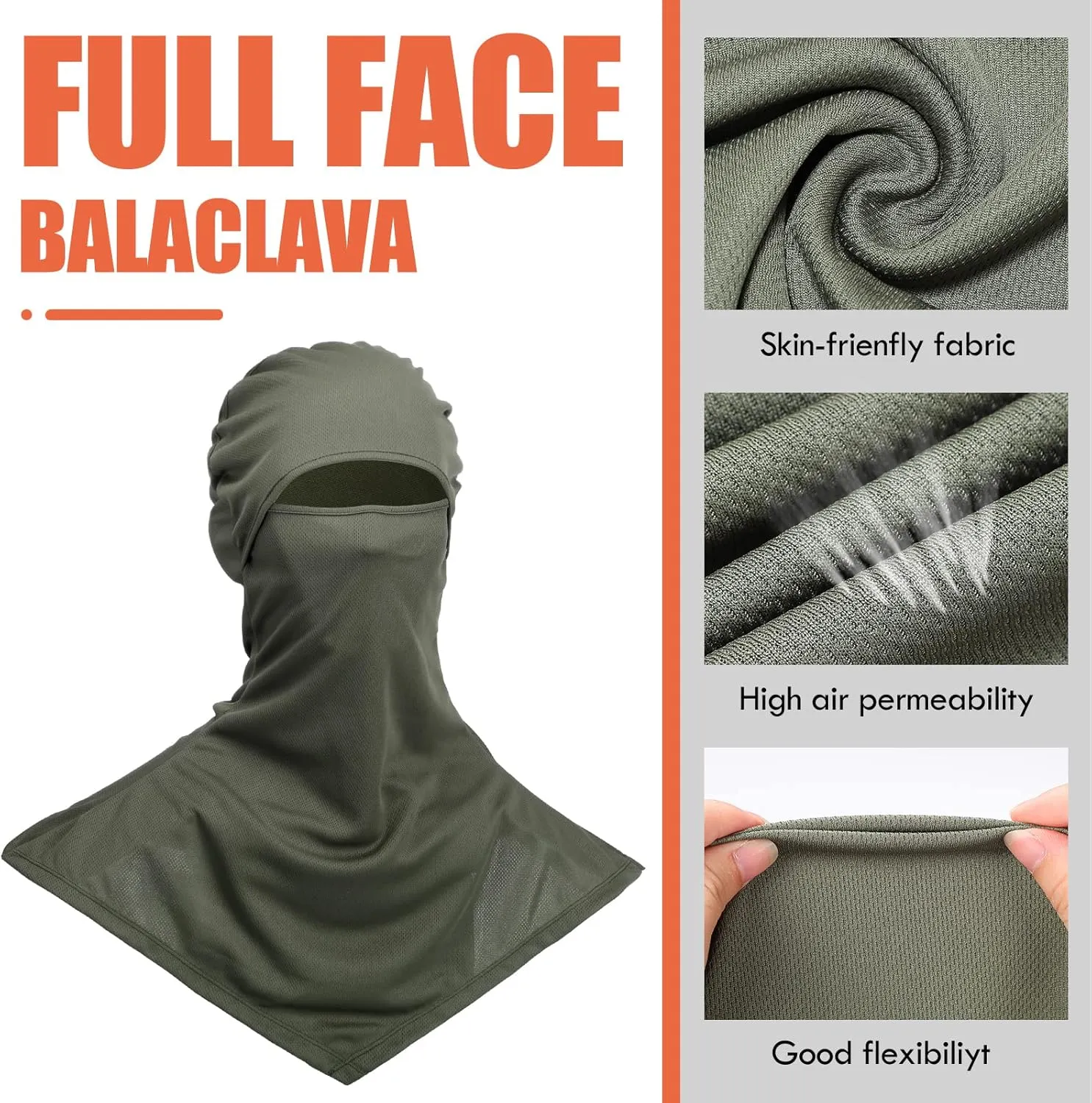 4 Piece Balaclava Face Covering Summer Balaclava Sun Protection Long Neck Cover for Men Women