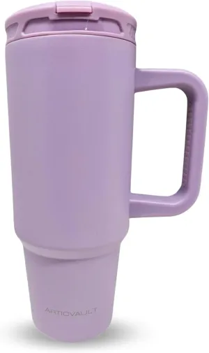 40 oz Tumbler with Handle & Flip Straw - | Car Cup Holder Friendly, Leak Resistant Water Bottle | Reusable Insulated Stainless Steel | Gifts for Women & Men (Lavender Frost)
