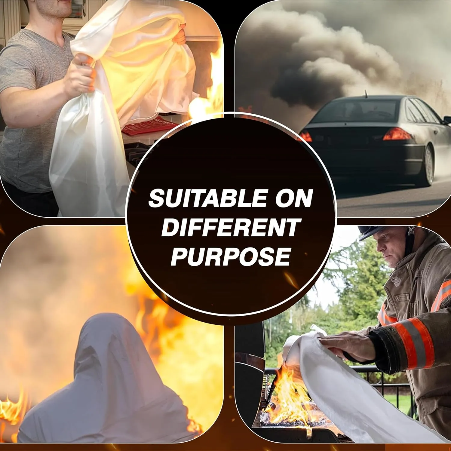 40”x40” Fire Blanket for Home and Kitchen, Emergency Fire Extinguisher Blanket, High Heat Resistant Fire Suppression for Home Safety Kitchen, and Camping (4)