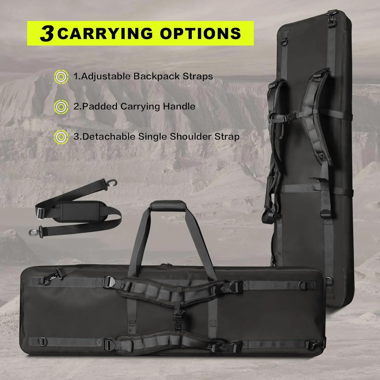 42" 48" Long Hunting Bag Tactical Backpack Gun Bag for Outdoor Hunting Hiking Fishing Shooting with Watertight Zipper
