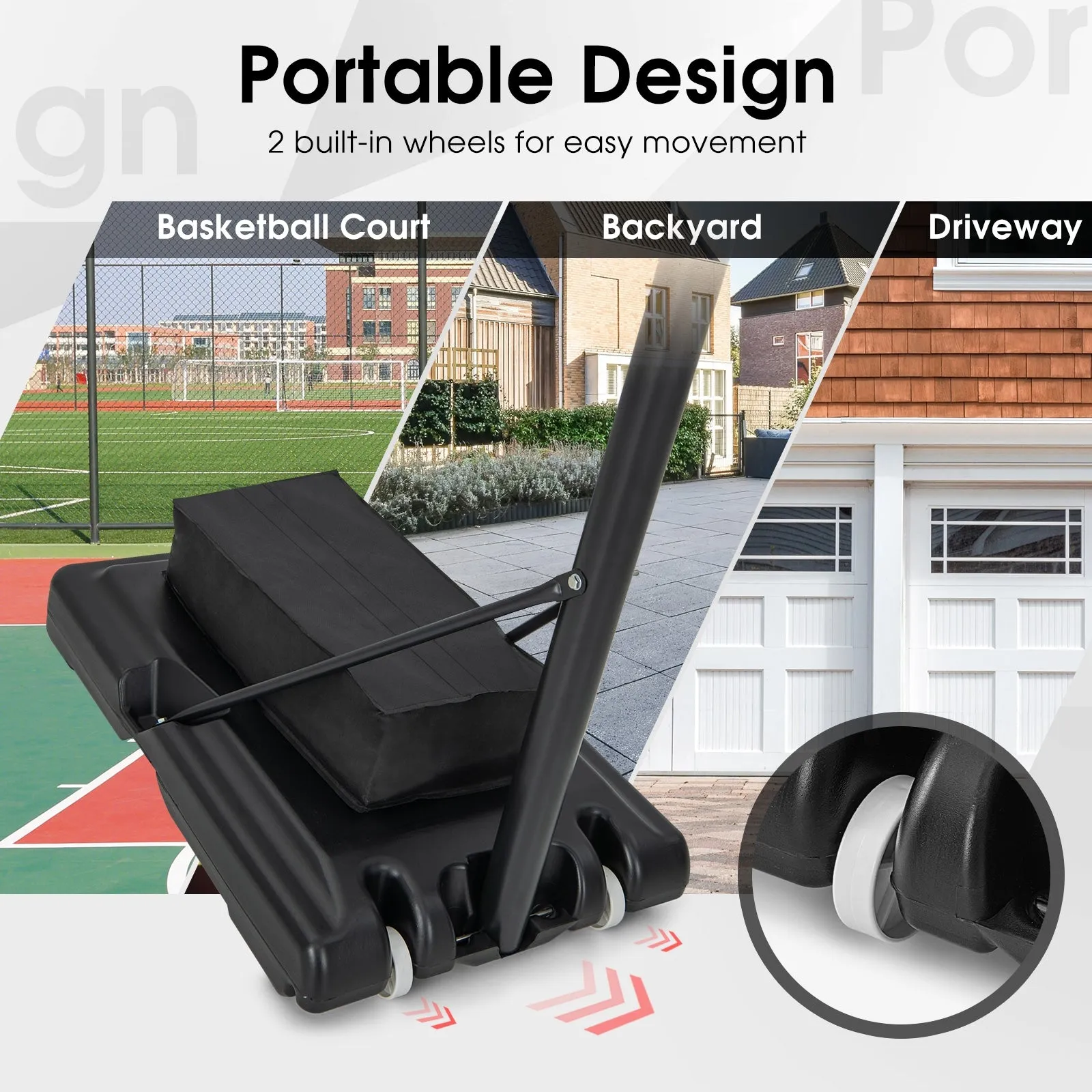 4.4-10 Feet Adjustable Basketball Hoop System with Weight Bag and 2 Nets