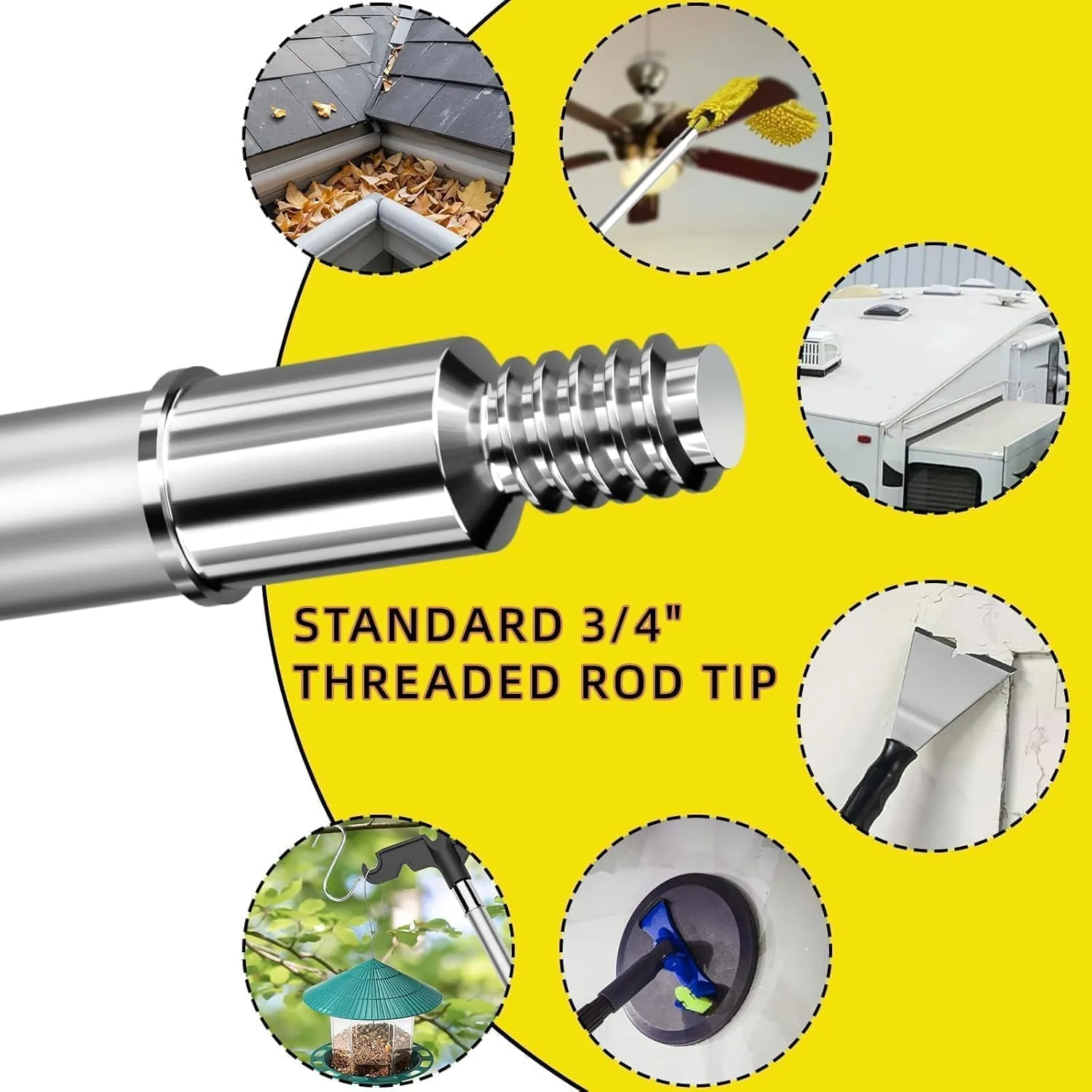 4.5-18 FT Telescopic Extension Pole, Multi-Purpose Aluminum Alloy Telescoping Rod with Flip-Lock Design, Sturdy for Painting Dusting, High House Maintenance, and Window Cleaning