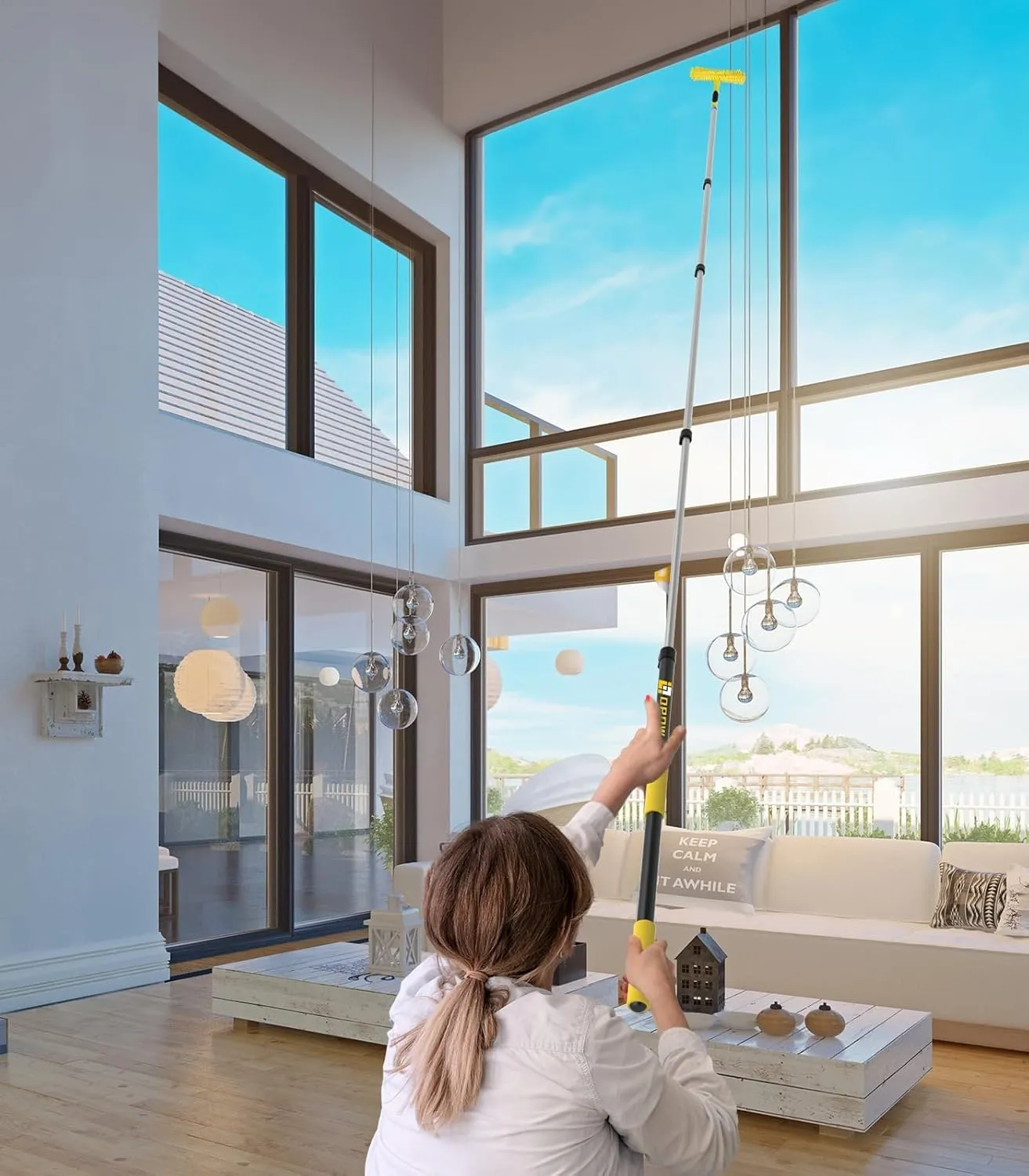 4.5-18 FT Telescopic Extension Pole, Multi-Purpose Aluminum Alloy Telescoping Rod with Flip-Lock Design, Sturdy for Painting Dusting, High House Maintenance, and Window Cleaning