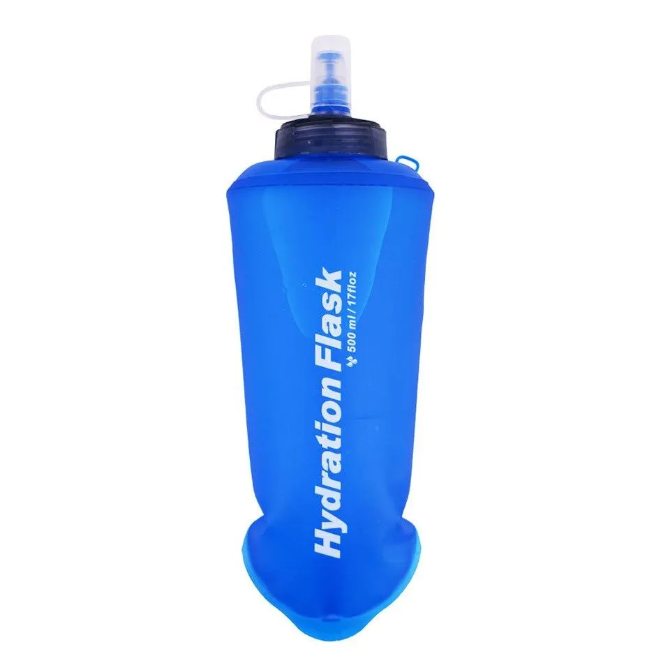 500ml Soft Folding Collapsible Water Bottle Soft Drink Water Bottle Water Bag Flask For Outdoor Sport Running Cycling