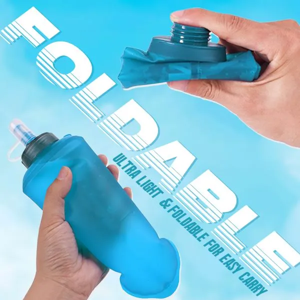 500ml Soft Folding Collapsible Water Bottle Soft Drink Water Bottle Water Bag Flask For Outdoor Sport Running Cycling