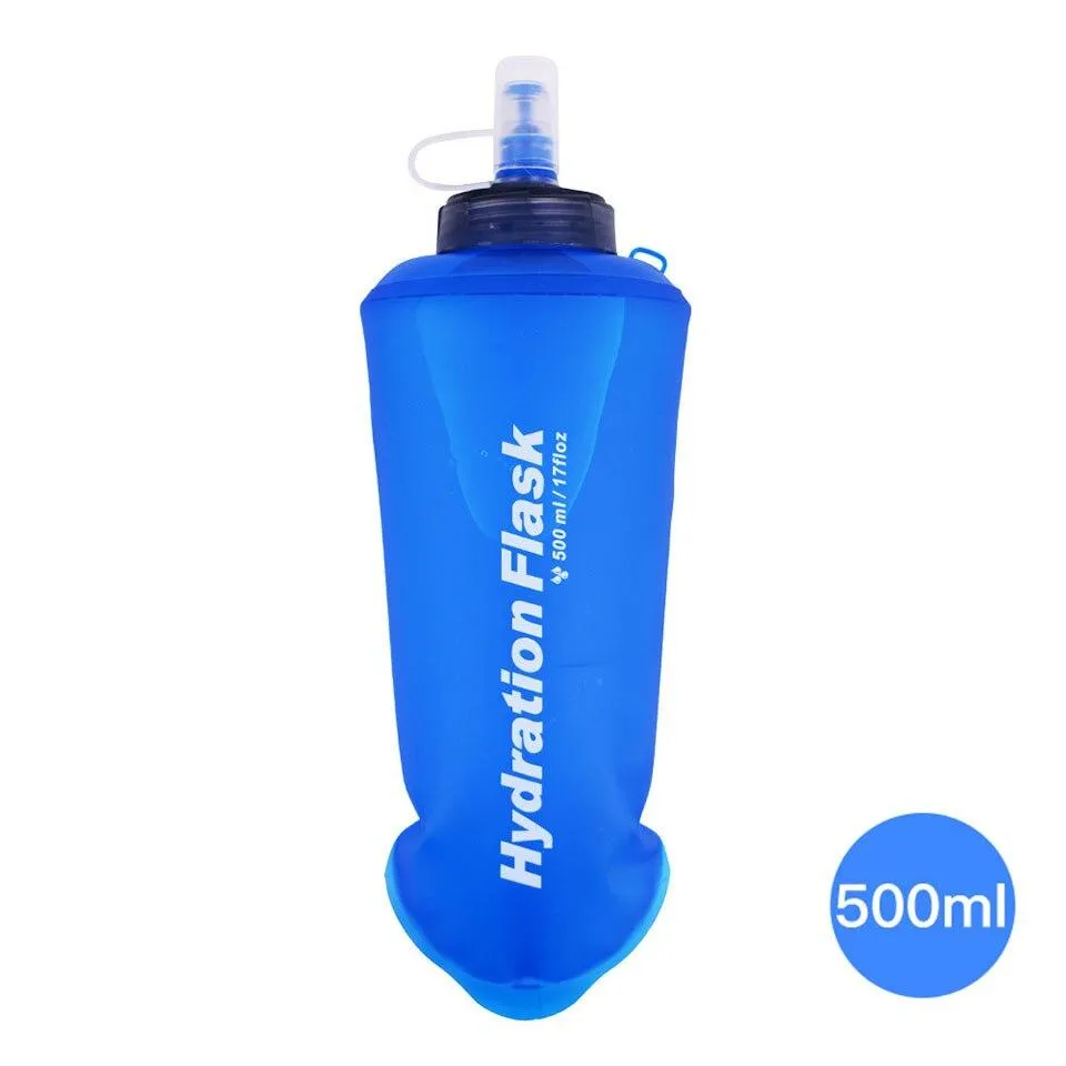 500ml Soft Folding Collapsible Water Bottle Soft Drink Water Bottle Water Bag Flask For Outdoor Sport Running Cycling