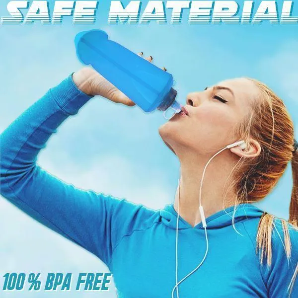 500ml Soft Folding Collapsible Water Bottle Soft Drink Water Bottle Water Bag Flask For Outdoor Sport Running Cycling