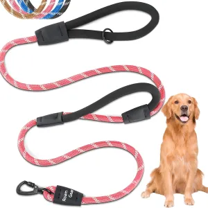 6 Foot Dog Leash, Two Extra Padded Handles, Heavy Duty Dog Leash for Medium to Large Pets, Highly Reflective, Shock-Absorbing No Pull Rope Lead, Durable for Walking, Running, Training Lead - Roam Gear