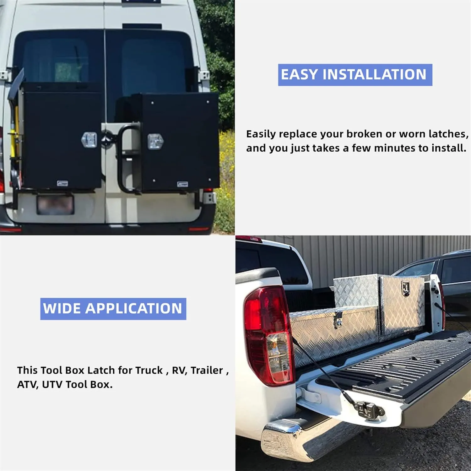 6 Pcs Stainless Steel Car Trailer Door Latch Rv Door Tool Box Lock with Gasket T-Handle Latch with Keys 304 Stainless Steel Highly Polished