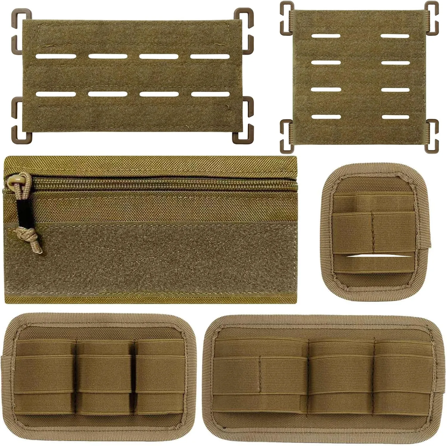 6 Piece Tactical Bag Insert Pack, Modular Elastic Loop Panel Organizers Pouch Insert Attachment with Hook Backed Fastener for Backpack Accessories