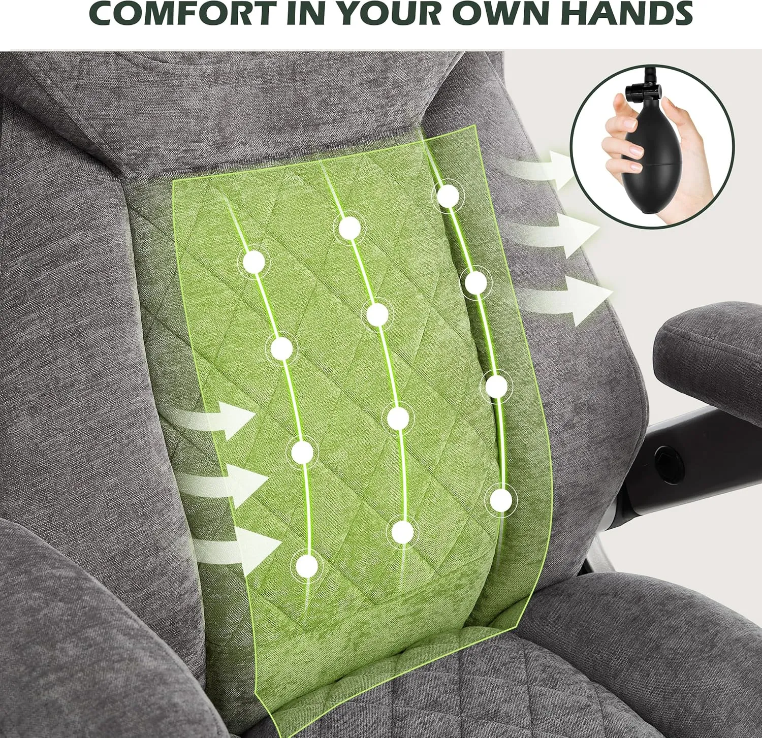 650lbs Big and Tall Office Chair with Thick Spring Cushion,5D Flip Arm Ergonomic Executive Office Chair Adjustable Lumbar Airbag&Extra Wide,Comfy Large Padded Heavy Duty Game Chair,Greycloth