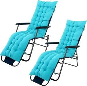 67 x 19 Inch Chaise Lounge Cushions Soft Lounge Chair Cushion Gravity Chair Cushion Sofa Lawn Furniture Cushion Pad with 6 Tie for Outdoor Indoor Patio Home Without Headrest (Lake Blue,2 Pcs)