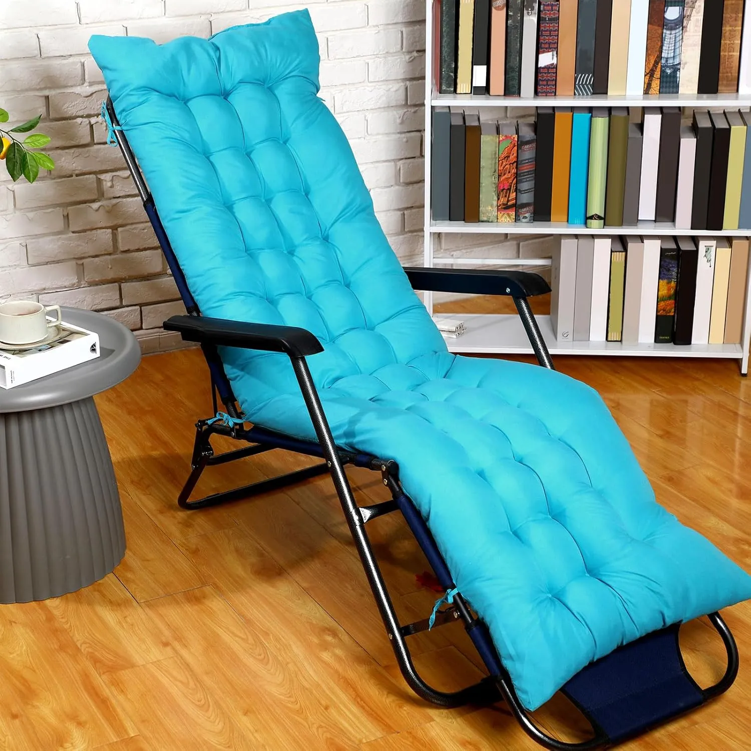67 x 19 Inch Chaise Lounge Cushions Soft Lounge Chair Cushion Gravity Chair Cushion Sofa Lawn Furniture Cushion Pad with 6 Tie for Outdoor Indoor Patio Home Without Headrest (Lake Blue,2 Pcs)