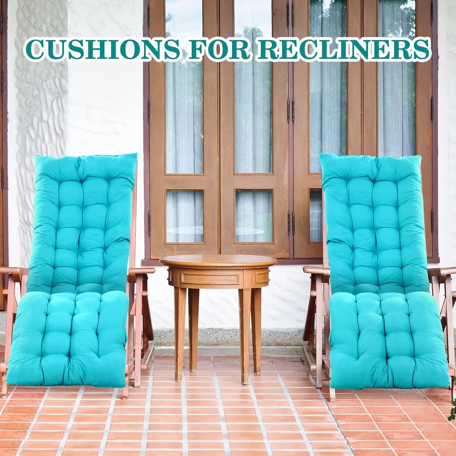 67 x 19 Inch Chaise Lounge Cushions Soft Lounge Chair Cushion Gravity Chair Cushion Sofa Lawn Furniture Cushion Pad with 6 Tie for Outdoor Indoor Patio Home Without Headrest (Lake Blue,2 Pcs)