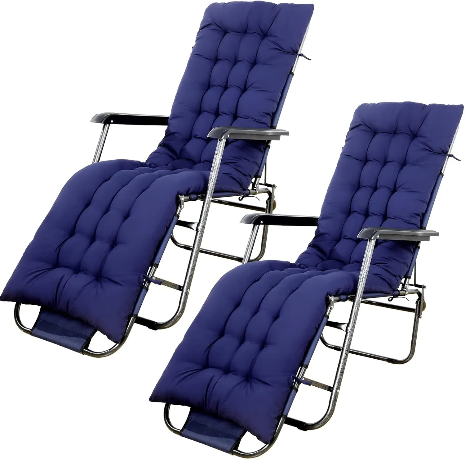 67 x 19 Inch Chaise Lounge Cushions Soft Lounge Chair Cushion Gravity Chair Cushion Sofa Lawn Furniture Cushion Pad with 6 Tie for Outdoor Indoor Patio Home Without Headrest (Navy Blue,2 Pcs)