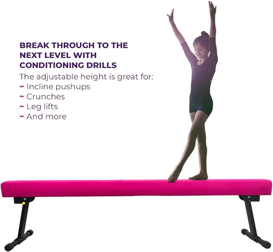 6FT Adjustable&Foldable Gymnastics Balance Beam,Home Gym Equipment,Easy Assembling and Storage,No Tool Require,for Kids Children Girls Training Ages 3-12