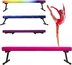 6FT Adjustable&Foldable Gymnastics Balance Beam,Home Gym Equipment,Easy Assembling and Storage,No Tool Require,for Kids Children Girls Training Ages 3-12
