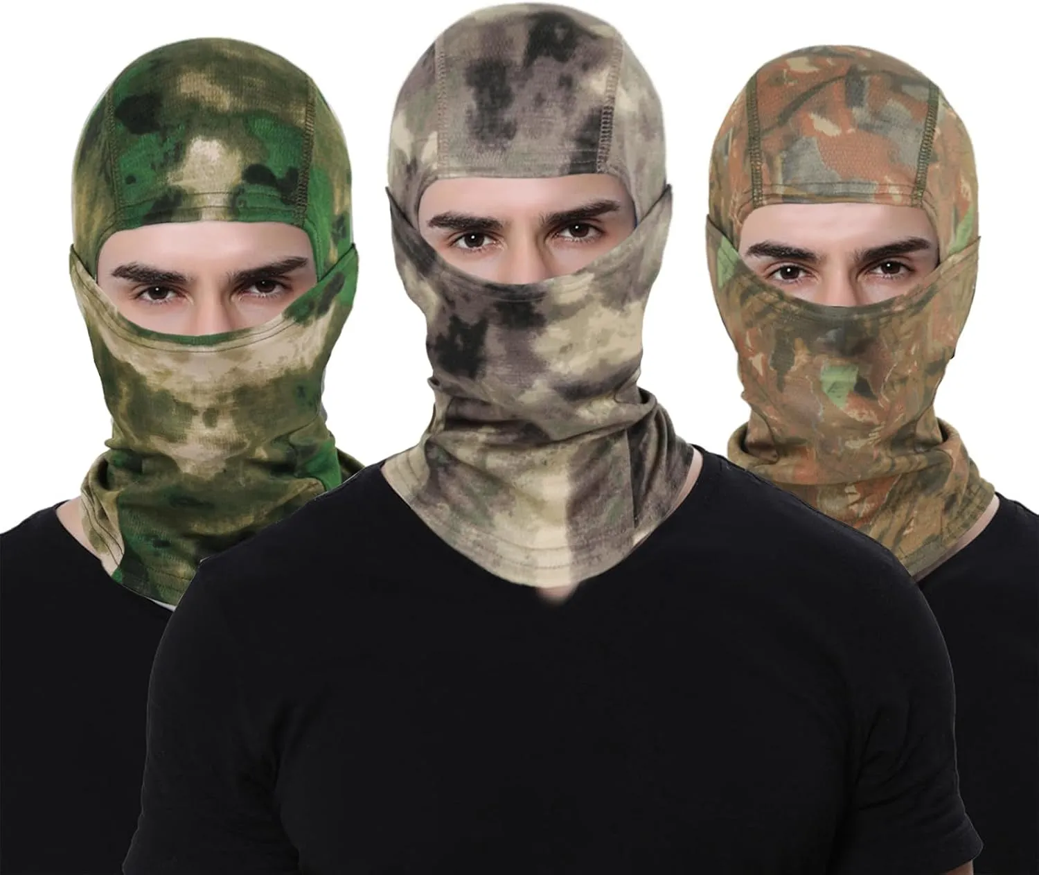 6PCS Camo Face Mask Ski Mask Motorcycle Balaclava Full Face Mask Windproof UV Protection Cover Men Women Outdoor