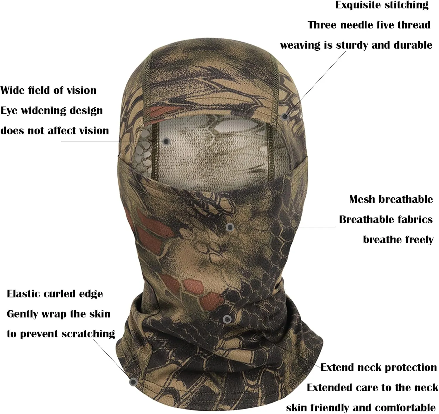 6PCS Camo Face Mask Ski Mask Motorcycle Balaclava Full Face Mask Windproof UV Protection Cover Men Women Outdoor