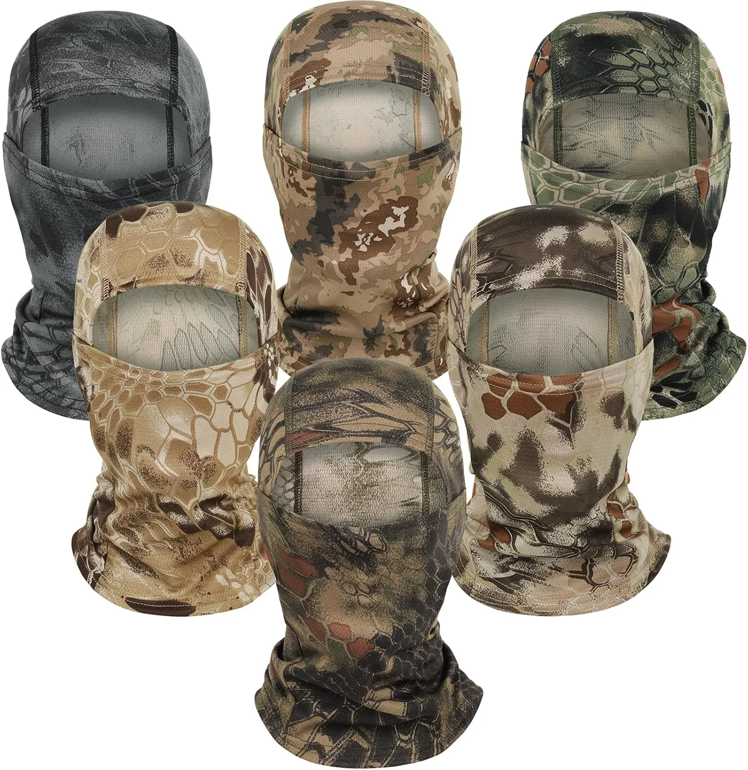 6PCS Camo Face Mask Ski Mask Motorcycle Balaclava Full Face Mask Windproof UV Protection Cover Men Women Outdoor