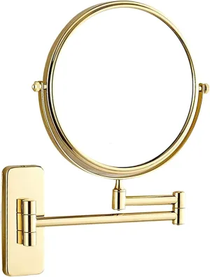8 Inch Makeup Mirrors Double Sided Brass Magnifying Mirror Extendable Folding 360° Swivel Vanity Shaving Mirrors(2,3X)