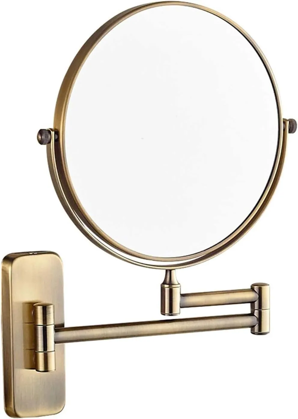 8 Inch Makeup Mirrors Double Sided Brass Magnifying Mirror Extendable Folding 360° Swivel Vanity Shaving Mirrors(2,7X)
