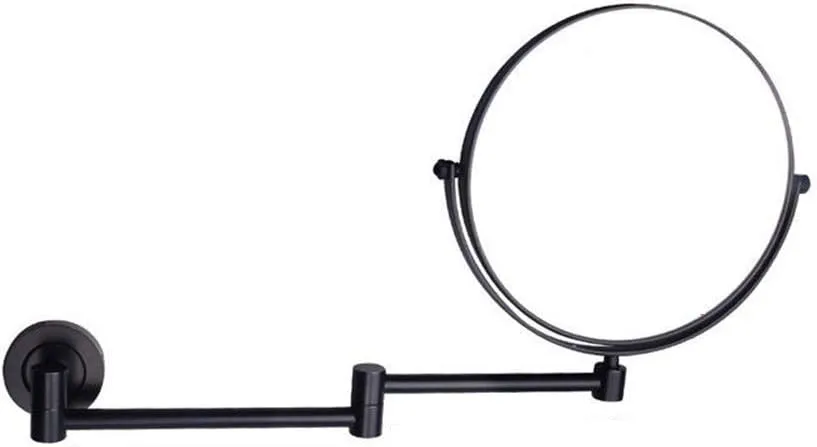 8 Inch Wall Mounted Double Sided Makeup Mirrors Magnifying Extend Sturdy Adjustable Bathroom Vanity Mirrors(Black,7X)
