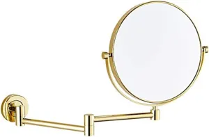 8 Inch Wall Mounted Double Sided Makeup Mirrors Magnifying Extend Sturdy Adjustable Bathroom Vanity Mirrors(Gold,10X)