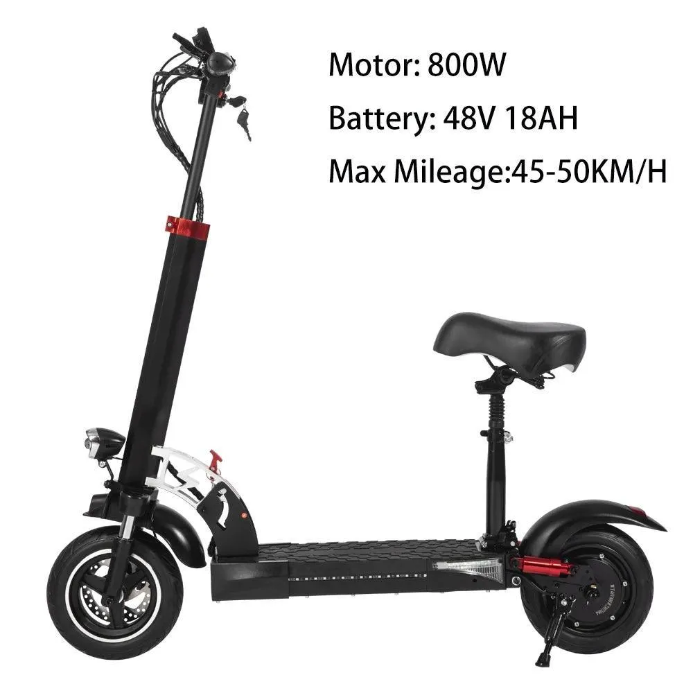 800W Powerful Electric Scooter 48V 15AH Max Speed 50KM/H 50KM Range 10'' Tires Dual Shock Absorbing Folding EScooter for Adults
