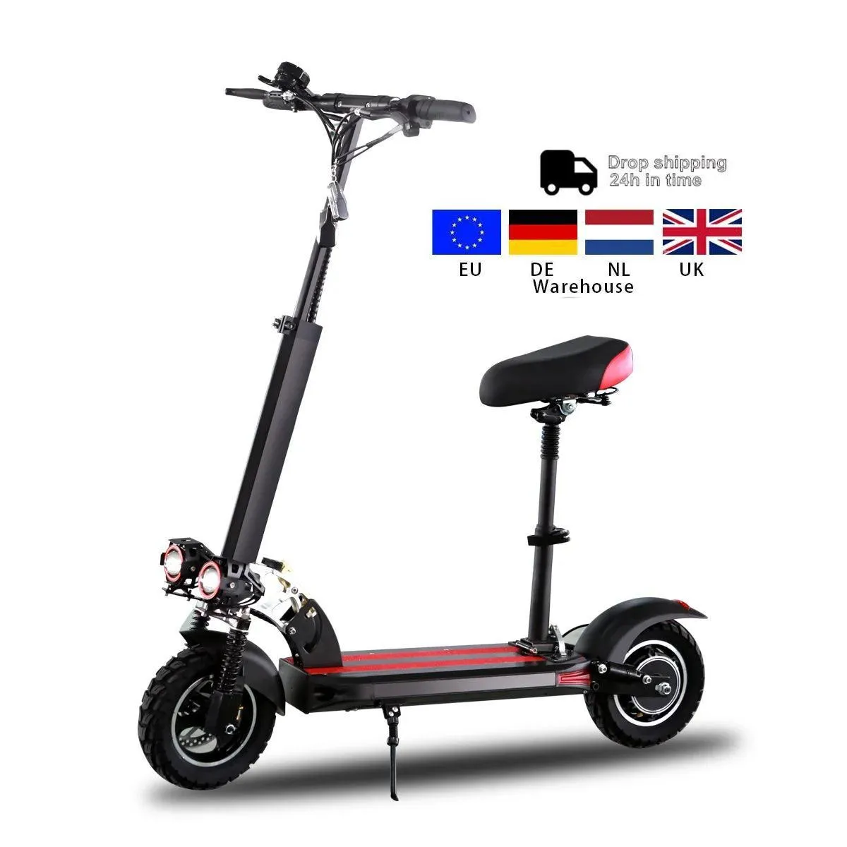 800W Powerful Electric Scooter 48V 15AH Max Speed 50KM/H 50KM Range 10'' Tires Dual Shock Absorbing Folding EScooter for Adults