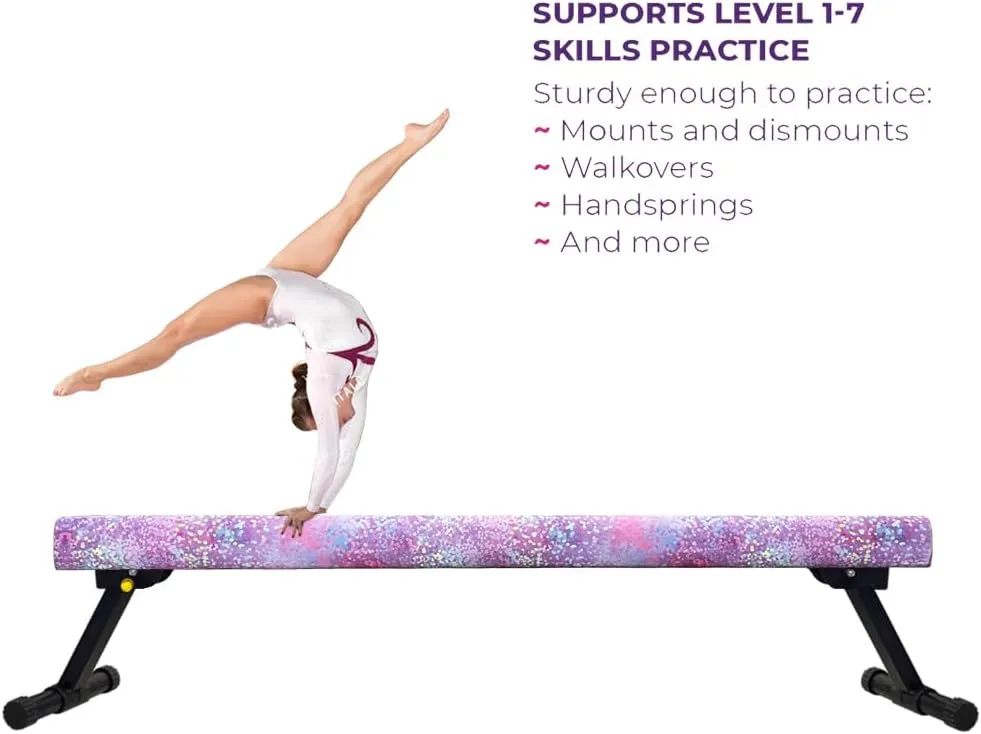 8FT Adjustable&Foldable Gymnastics Balance Beam,Home Gym Equipment,Easy Assembling and Storage,No Tool Require,for Kids Children Girls Training