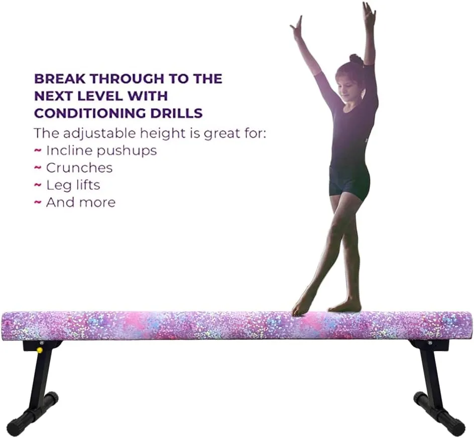 8FT Adjustable&Foldable Gymnastics Balance Beam,Home Gym Equipment,Easy Assembling and Storage,No Tool Require,for Kids Children Girls Training