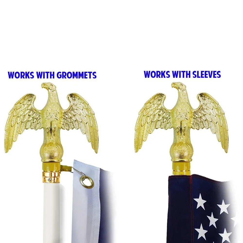 8ft White Aluminum Flag Pole (Eagle Top)