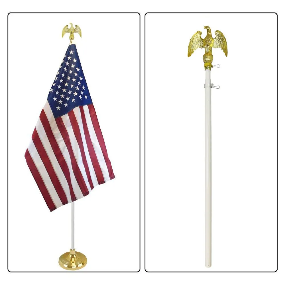 8ft White Aluminum Flag Pole (Eagle Top)