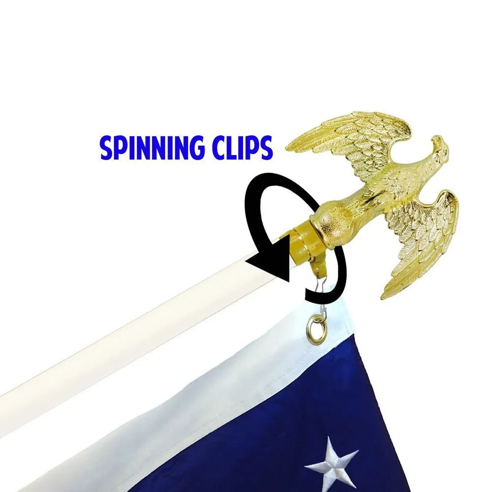 8ft White Aluminum Flag Pole (Eagle Top)