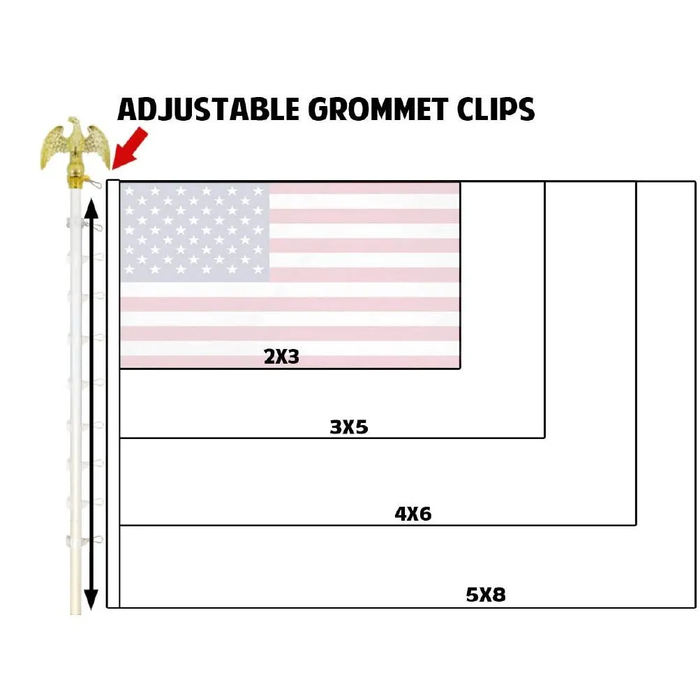 8ft White Aluminum Flag Pole (Eagle Top)
