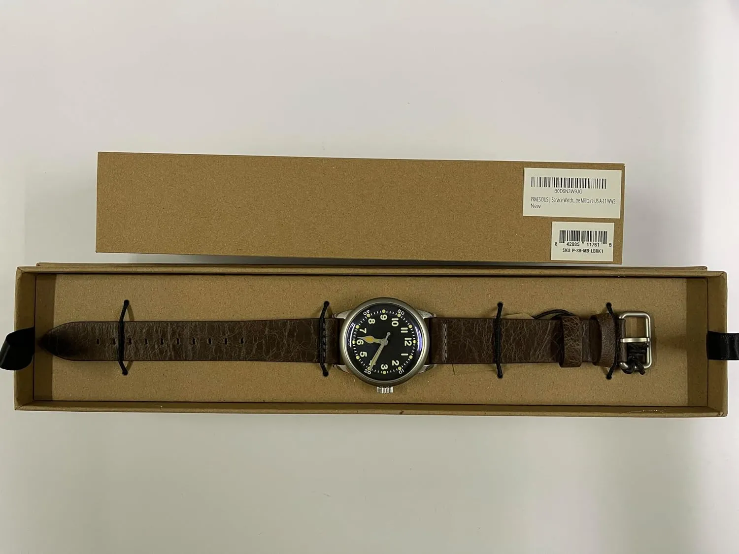 A-11 Service Watch Men's Military Automatic Watch, 38mm/42mm Stainless Steel Case, 50M Water Resistance, Black/Beige Dial with Green/White Lume, Black/Brown/Green Leather/Canvas/Nylon Strap, Combat Tactical Field Spec Ops Commemorative Vintage