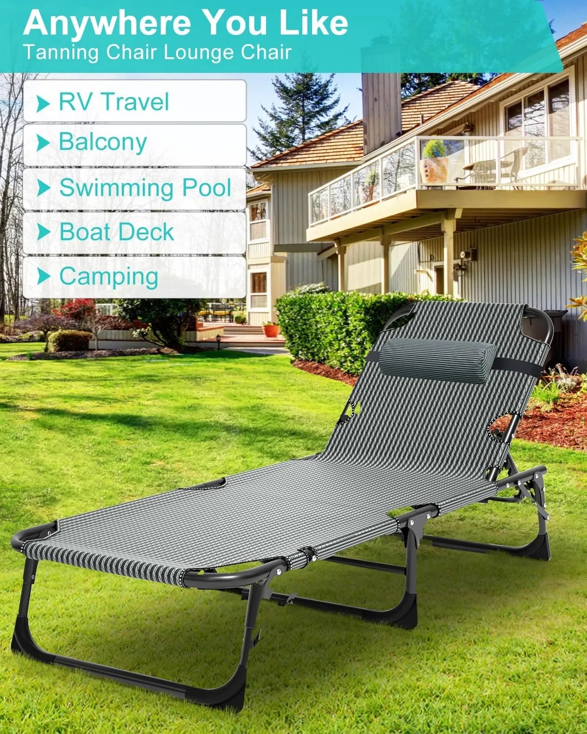 ABORON Foldable Camping Cots for Adults, Double Layer 1200D 500lb Loading Cot for Sleeping, Heavy Duty Guest Bed with Mattress Carrying Bag (1, Cloud Gray pad & Lounger -Abyssal Noir)