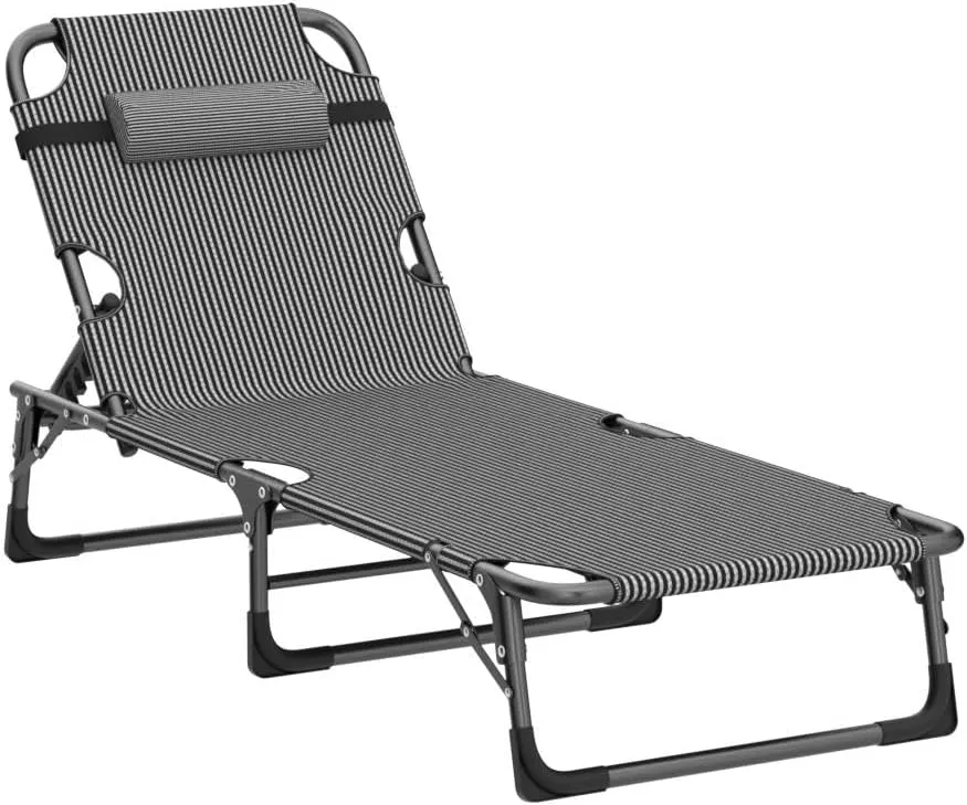 ABORON Foldable Camping Cots for Adults, Double Layer 1200D 500lb Loading Cot for Sleeping, Heavy Duty Guest Bed with Mattress Carrying Bag (1, Cloud Gray pad & Lounger -Abyssal Noir)