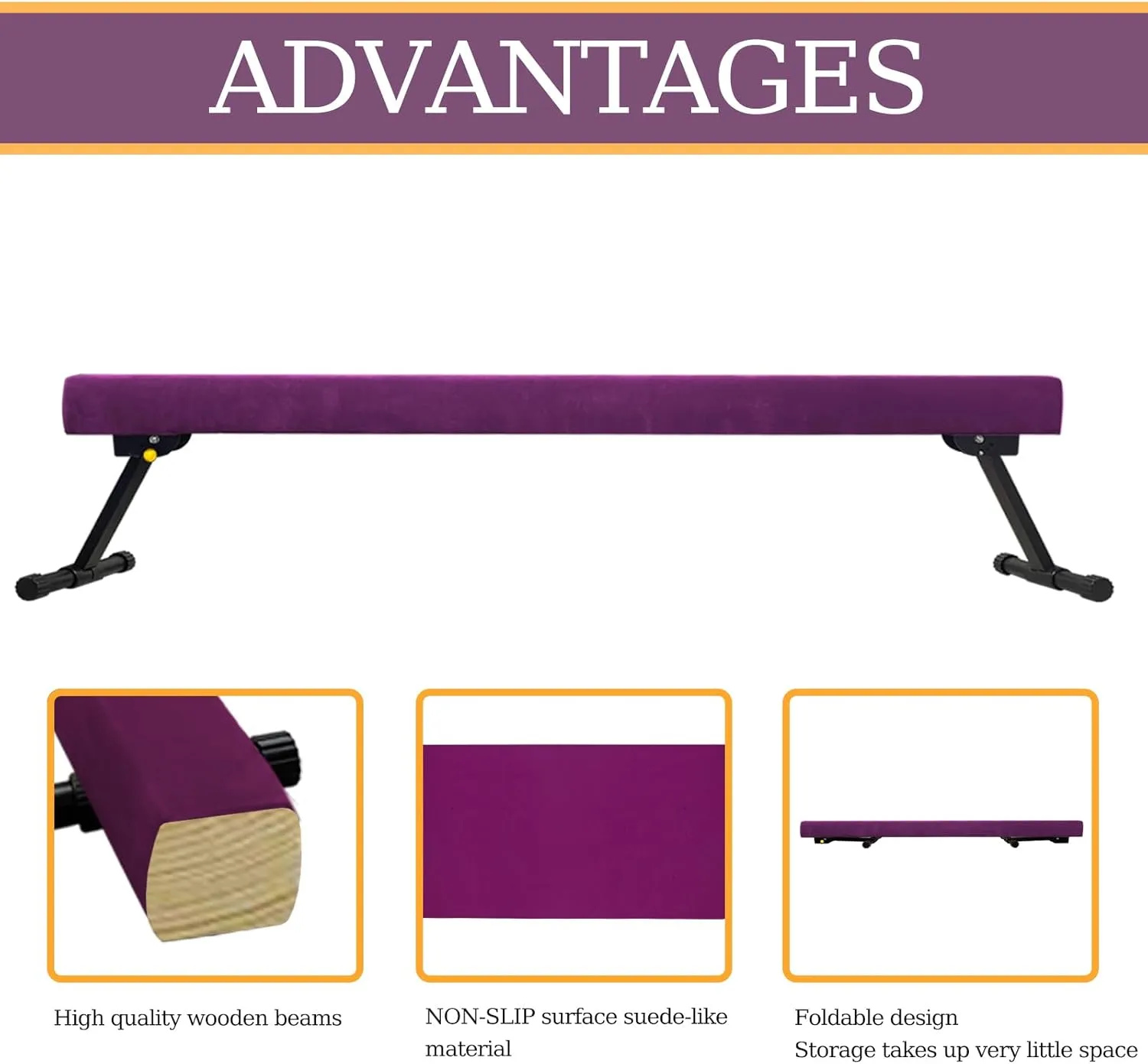 Adjustable&Foldable Gymnastics Balance Beam,6FT/8ft High-Low Level Floor Gymnastic Beam,No Tool Require, Gym Equipment for for Kids Children Girls Home Training
