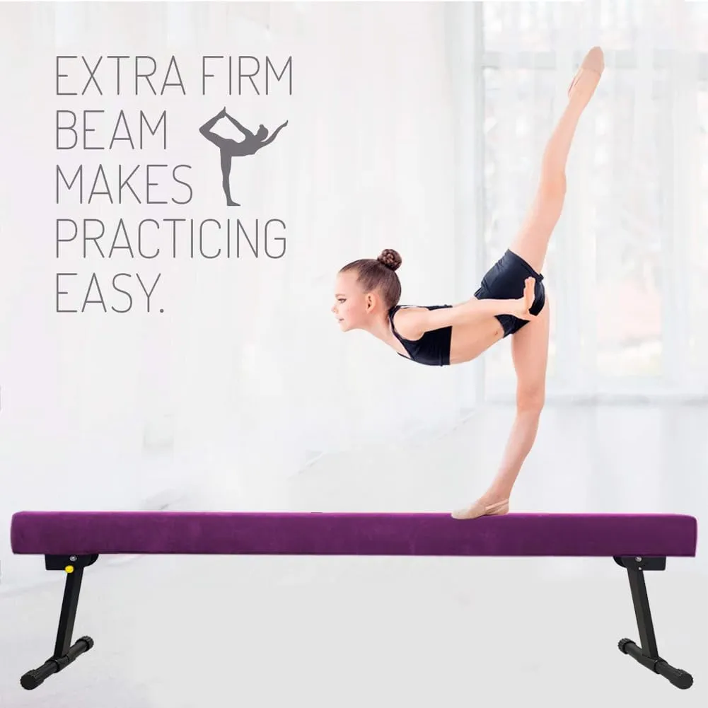 Adjustable&Foldable Gymnastics Balance Beam,6FT/8ft High-Low Level Floor Gymnastic Beam,No Tool Require, Gym Equipment for for Kids Children Girls Home Training
