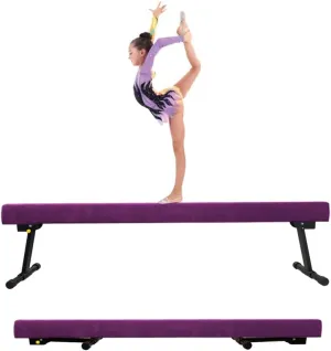 Adjustable&Foldable Gymnastics Balance Beam,6FT/8ft High-Low Level Floor Gymnastic Beam,No Tool Require, Gym Equipment for for Kids Children Girls Home Training