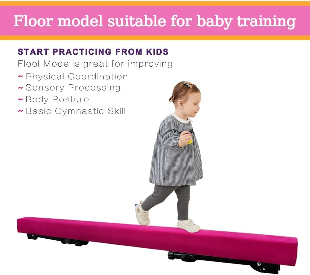 Adjustable&Foldable Gymnastics Balance Beam,6FT/8ft High-Low Level Floor Gymnastic Beam,No Tool Require, Gym Equipment for for Kids Children Girls Home Training
