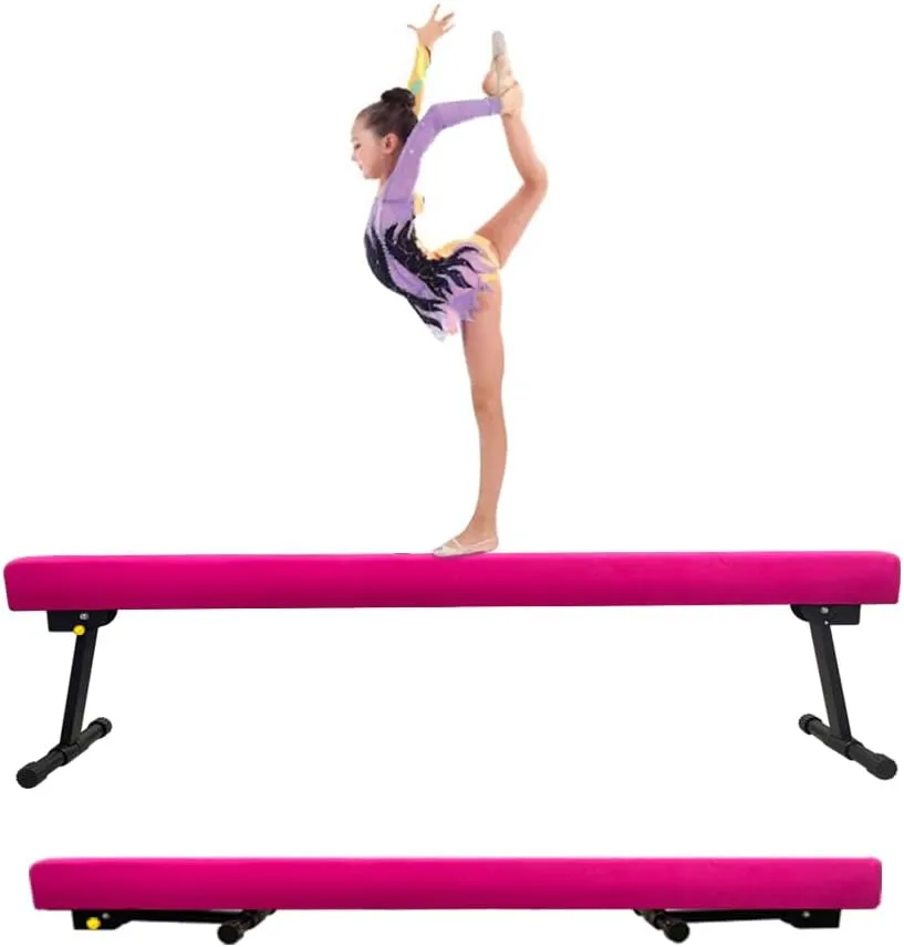 Adjustable&Foldable Gymnastics Balance Beam,6FT/8ft High-Low Level Floor Gymnastic Beam,No Tool Require, Gym Equipment for for Kids Children Girls Home Training