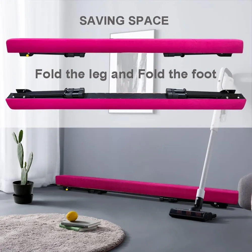 Adjustable&Foldable Gymnastics Balance Beam,6FT/8ft High-Low Level Floor Gymnastic Beam,No Tool Require, Gym Equipment for for Kids Children Girls Home Training
