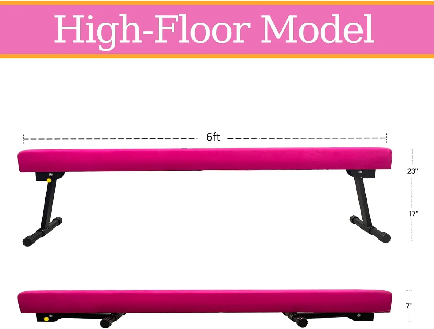Adjustable&Foldable Gymnastics Balance Beam,6FT/8ft High-Low Level Floor Gymnastic Beam,No Tool Require, Gym Equipment for for Kids Children Girls Home Training