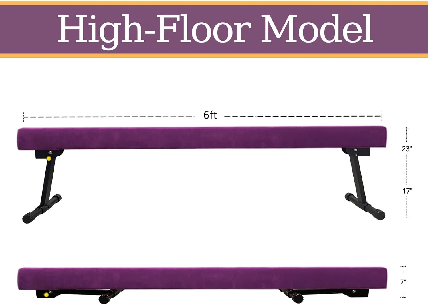 Adjustable&Foldable Gymnastics Balance Beam,6FT/8ft High-Low Level Floor Gymnastic Beam,No Tool Require, Gym Equipment for for Kids Children Girls Home Training