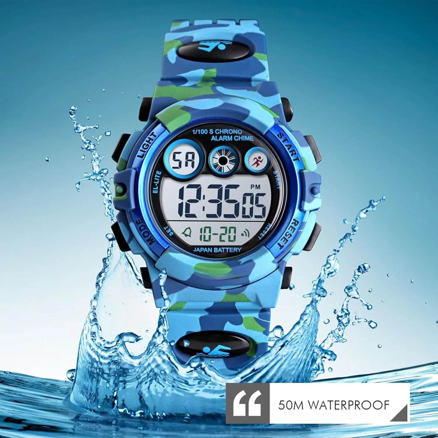 Adventure Digital Watch Waterproof 50M, Outdoor Sports Wristwatch with Stopwatch, Alarm, Backlight & Date, Rugged Tactical Design for Training, Hiking, and Daily Wear