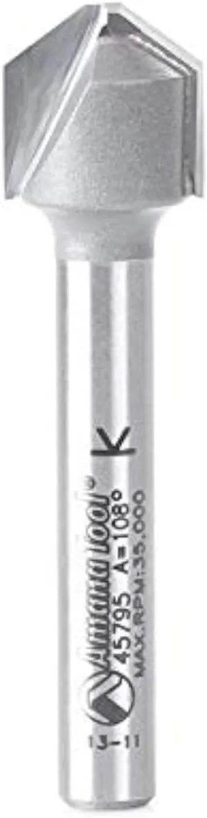 Amana Tool - 45795 Carbide Tipped Double Edge Folding V-Groove 108 Deg x 0.090" Tip Wi