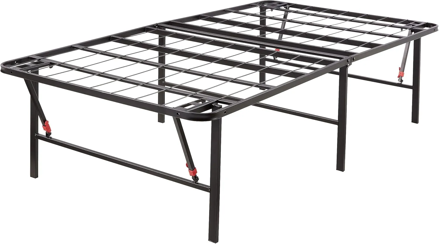 Amazon Basics Bed Frame with Storage, Foldable Metal Platform, Sturdy Steel, No Box Spring Needed, 18 inches High, Tool-Free Setup, Twin Size, Black